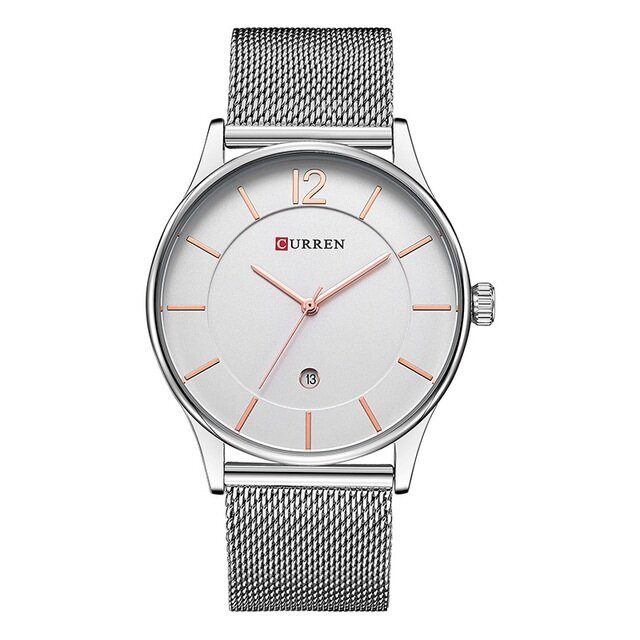 Full Metal Strap Mote Herreklokke Business Style Casual Dial Vanntett Kvartsklokke