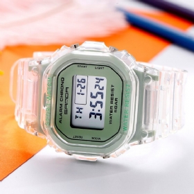 Gjennomsiktig Rem Fresh Color Mote Lysende Display Stoppeklokke Coupole Digital Watch