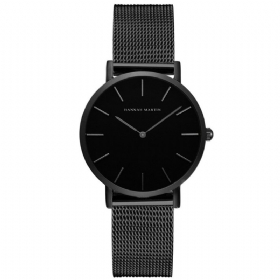 Hannah Martin Ch36 Mote Uformell Enkel Big Dial Steel Mesh-rem Vanntett Kvarts Kvartsklokke