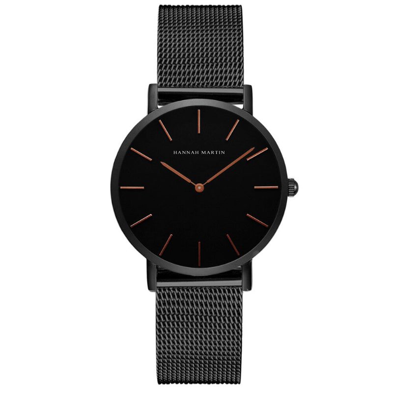 Hannah Martin Ch36 Mote Uformell Enkel Big Dial Steel Mesh-rem Vanntett Kvarts Kvartsklokke