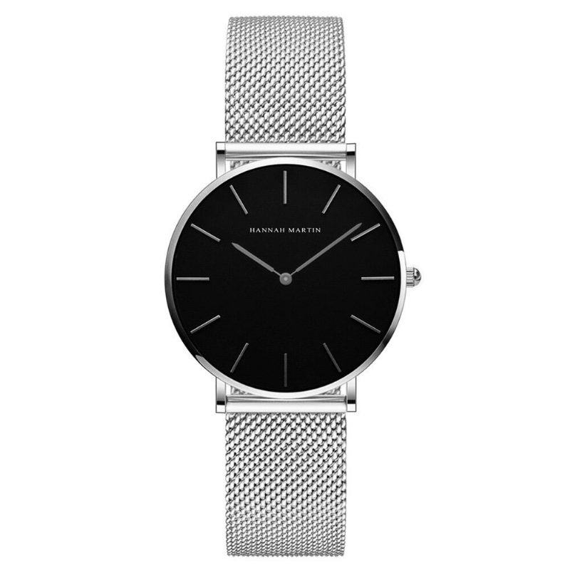 Hannah Martin Ch36 Mote Uformell Enkel Big Dial Steel Mesh-rem Vanntett Kvarts Kvartsklokke