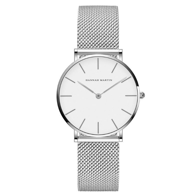 Hannah Martin Ch36 Mote Uformell Enkel Big Dial Steel Mesh-rem Vanntett Kvarts Kvartsklokke