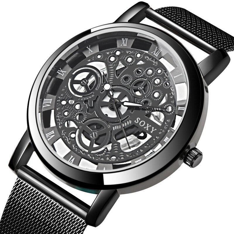 Herreklokke Business Mote Alloy Hollow Quartz Watch