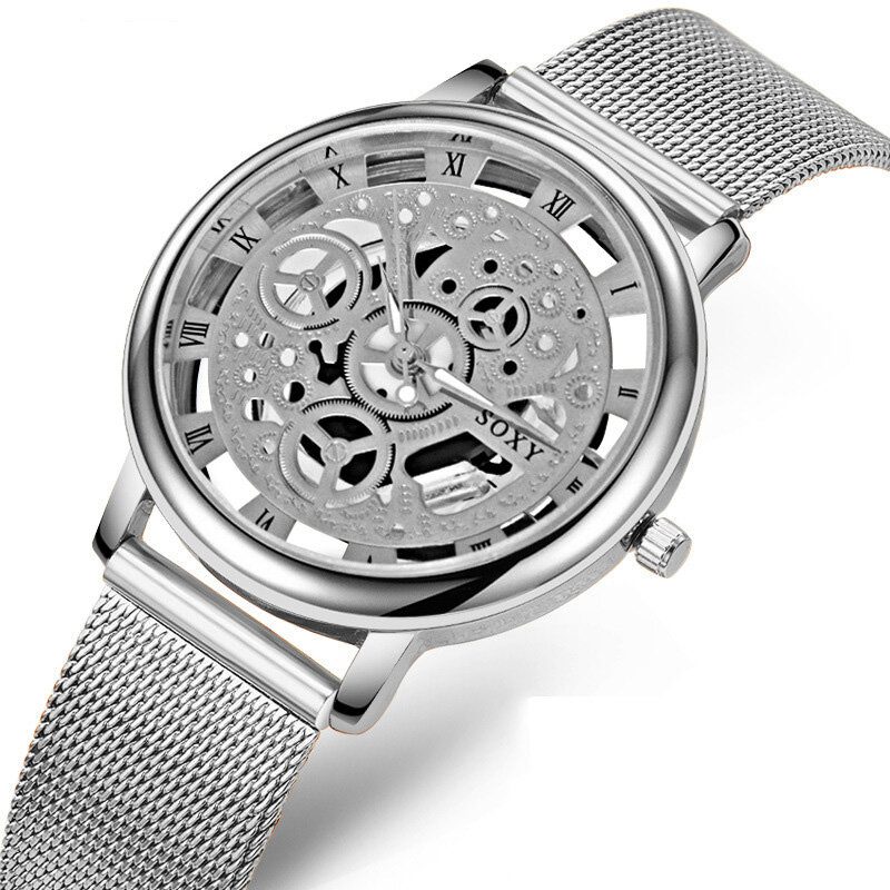 Herreklokke Business Mote Alloy Hollow Quartz Watch