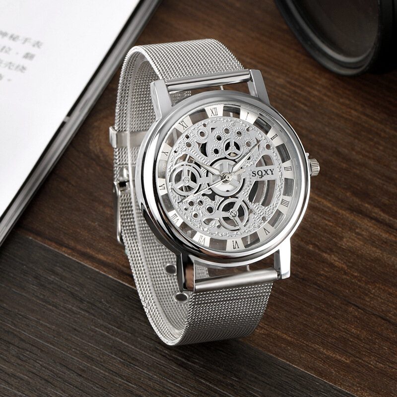 Herreklokke Business Mote Alloy Hollow Quartz Watch