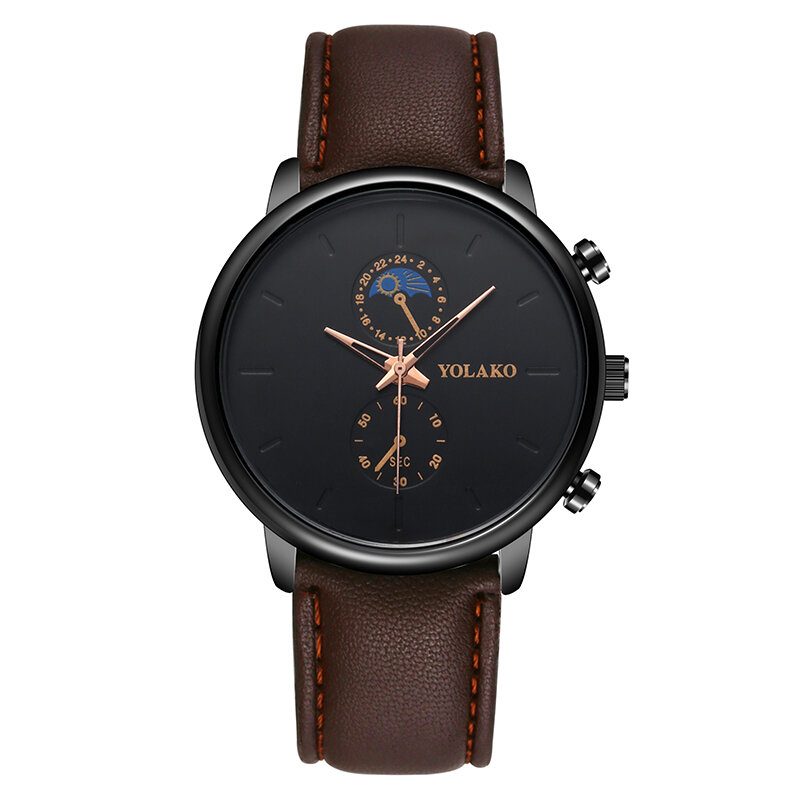 Masculino Mote Style Vanntett Herre Leather Strap Quartz Watch