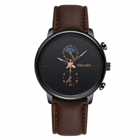 Masculino Mote Style Vanntett Herre Leather Strap Quartz Watch