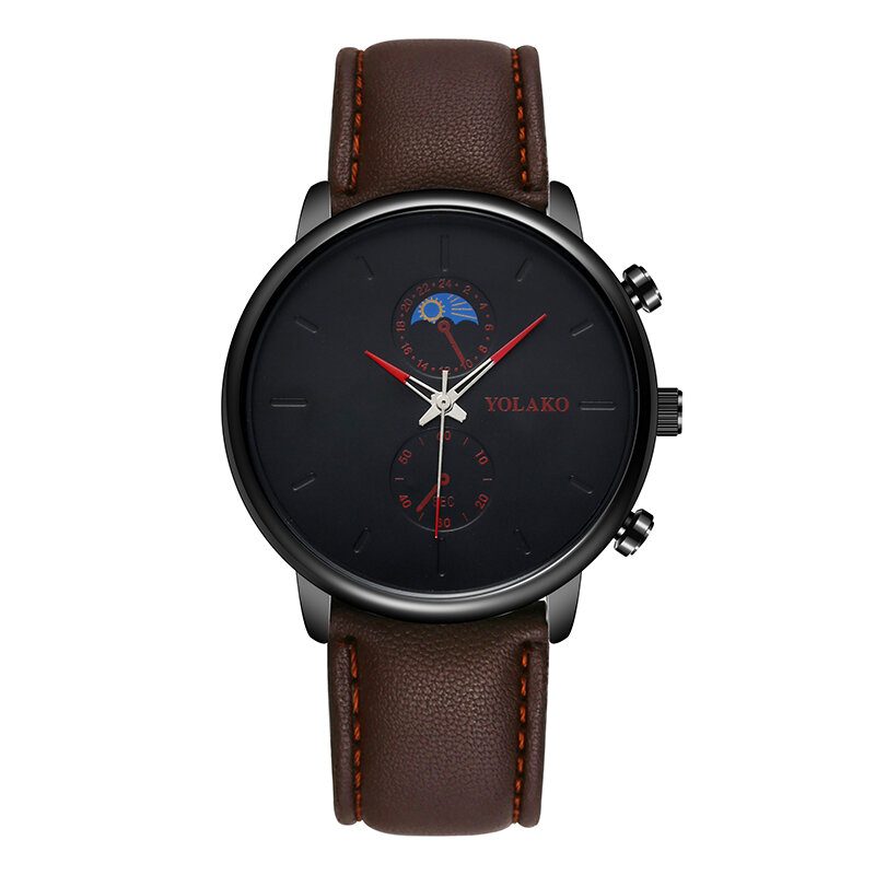 Masculino Mote Style Vanntett Herre Leather Strap Quartz Watch