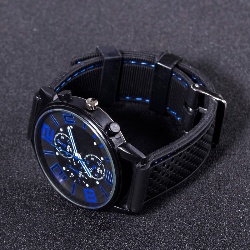 Mote Casual Leather Herre Business Watch Dekorert Pointer Quartz Watch