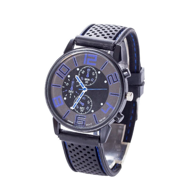 Mote Casual Leather Herre Business Watch Dekorert Pointer Quartz Watch