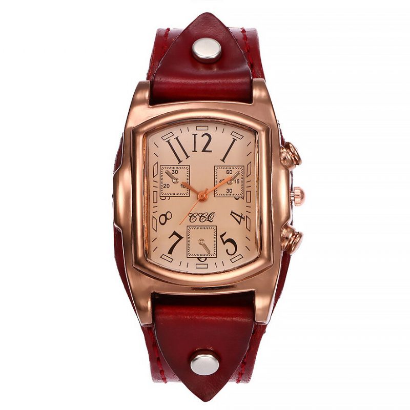 Mote Fargerik Luksus Retro Skinnrem Time Display Quartz Watch