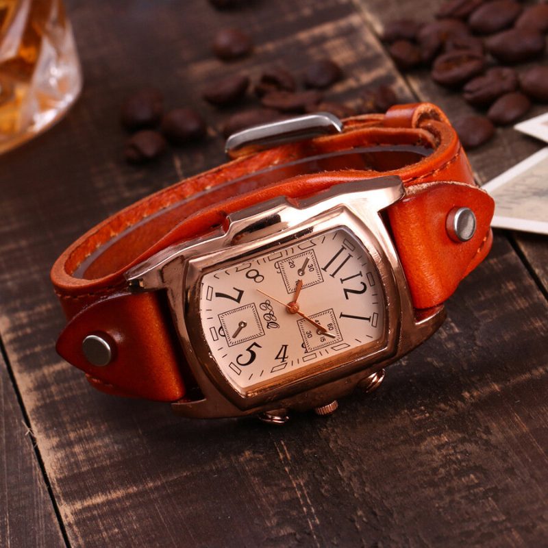 Mote Fargerik Luksus Retro Skinnrem Time Display Quartz Watch