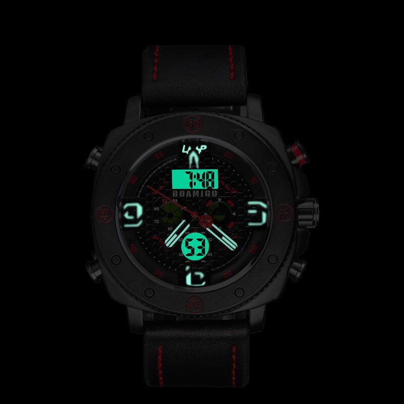 Mote Herre Digital Watch Creative Dial Luminous Week Display Chronograph Led Dual Display Watch