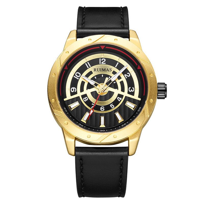 Mote Herreklokke 3atm Vanntett Ekte Skinnrem Casual Quartz Watch