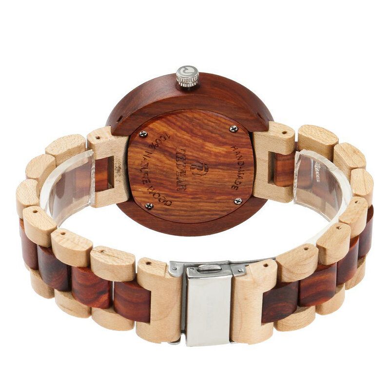 Mote Menn Wooden Watch Dato Week Display Trerem Quartz Watch