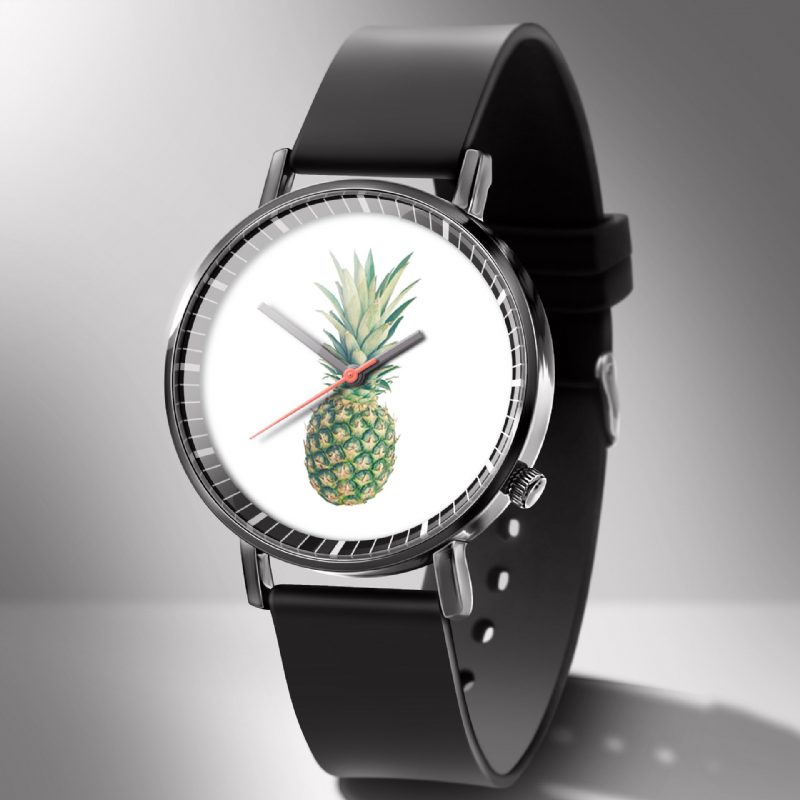 Mote Pineapple Print Watch Summer Fruit Alloy Pvc Casual Lady Quartz Watch