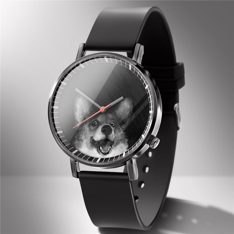 Mote Quartz Watch Animal Print Herre Business Watch Søt Svart-hvit Hunder Katter Mønster Dame Quartz Watch