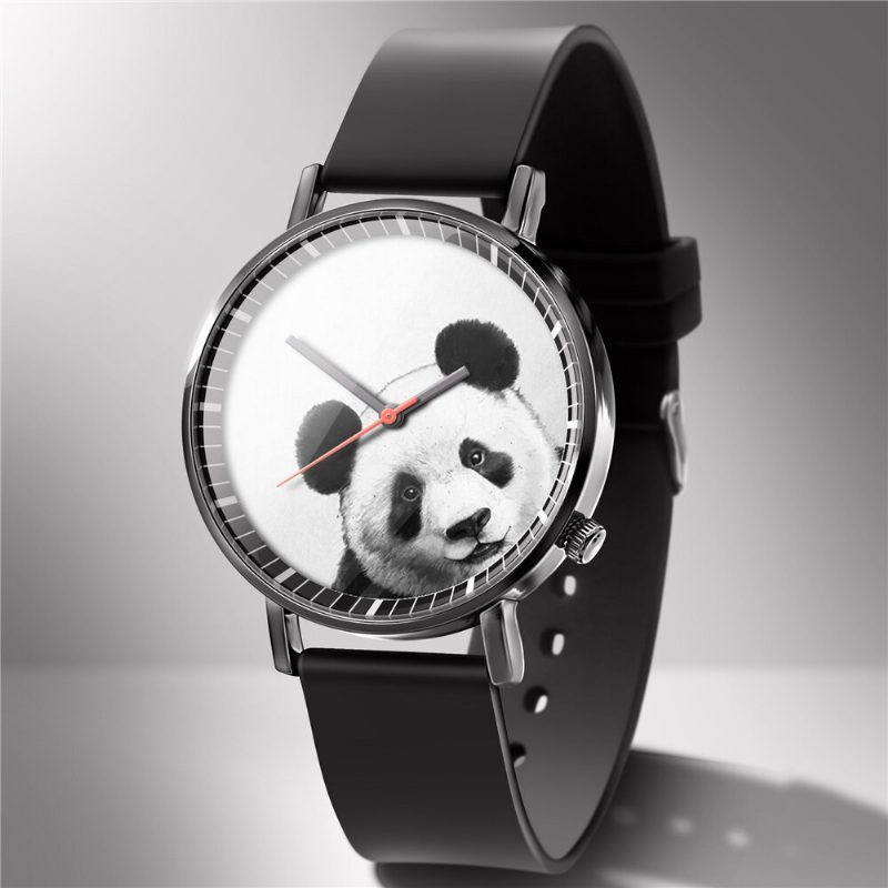 Mote Quartz Watch Animal Print Herre Business Watch Søt Svart-hvit Hunder Katter Mønster Dame Quartz Watch