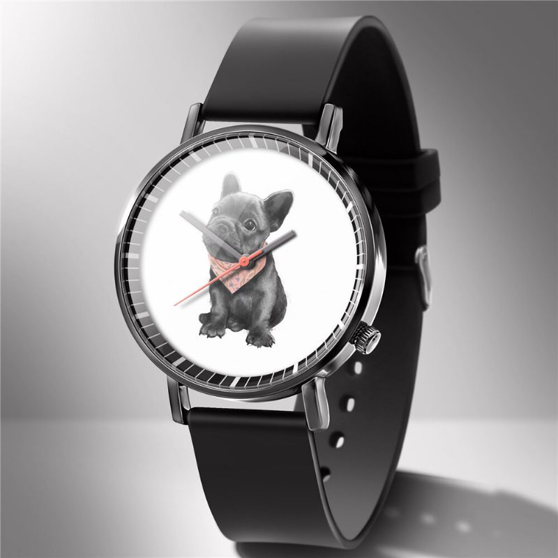 Mote Quartz Watch Animal Print Herre Business Watch Søt Svart-hvit Hunder Katter Mønster Dame Quartz Watch