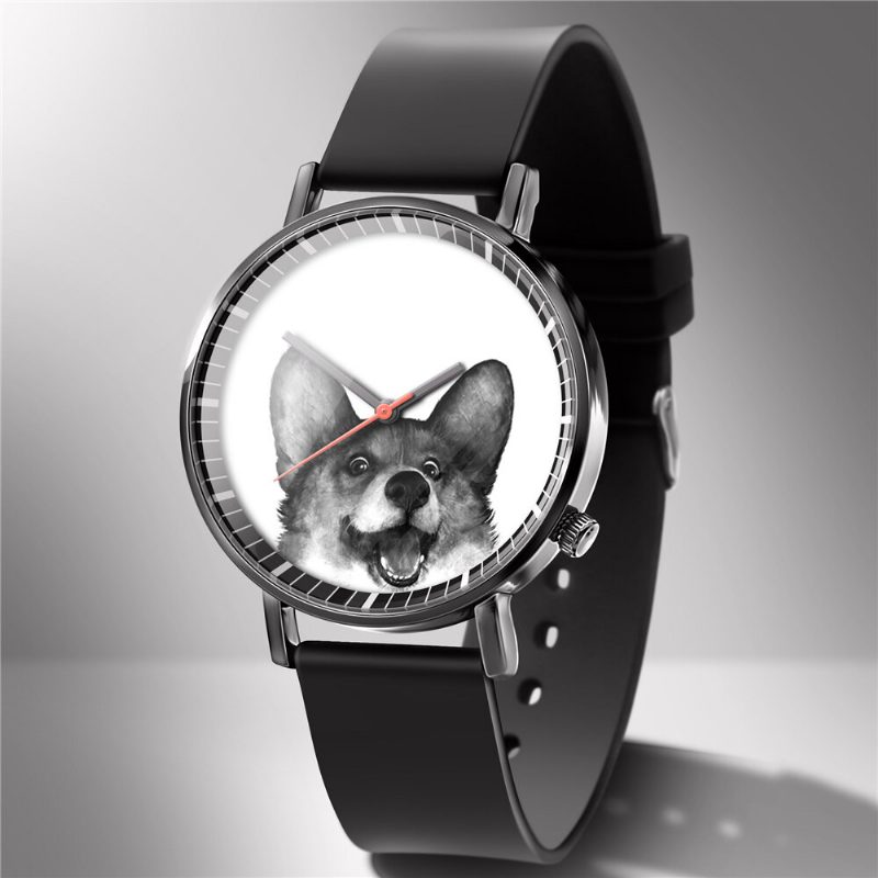 Mote Quartz Watch Animal Print Herre Business Watch Søt Svart-hvit Hunder Katter Mønster Dame Quartz Watch