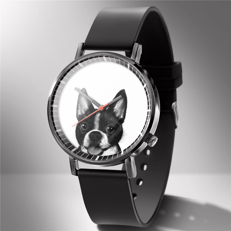 Mote Quartz Watch Animal Print Herre Business Watch Søt Svart-hvit Hunder Katter Mønster Dame Quartz Watch