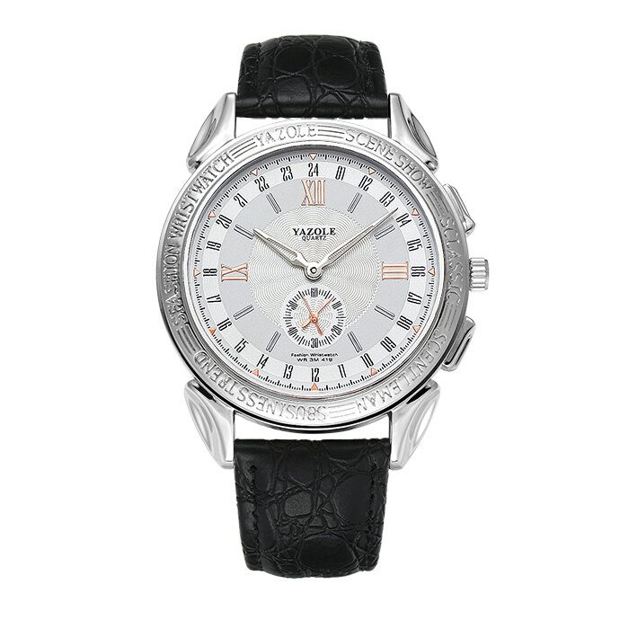 Mote Small Dial Business Style Menn Vanntett Lærreim Quartz Watch