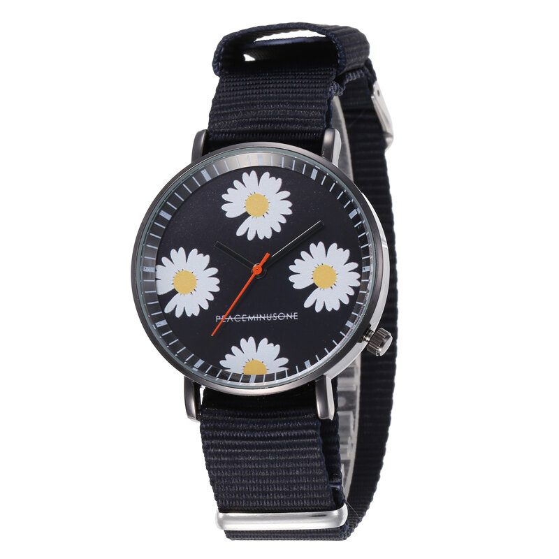 Mote Søte Dameklokker Skinnbånd Tredimensjonal Little Daisy Quartz Watch