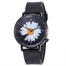 Mote Søte Dameklokker Stor Trehåndsskive Svart Tredimensjonal Little Daisy Quartz Watch