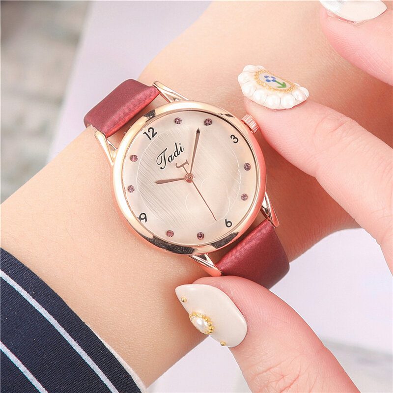 Mote Uformell Elegant Sport Dame Klokker Lær Band Urskive Rose Gull Håndledd Legering Veske Quartz Watch