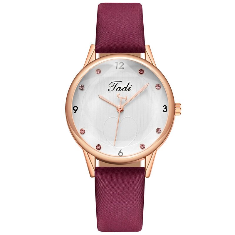 Mote Uformell Elegant Sport Dame Klokker Lær Band Urskive Rose Gull Håndledd Legering Veske Quartz Watch