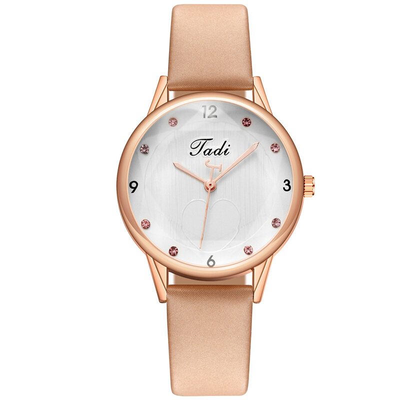 Mote Uformell Elegant Sport Dame Klokker Lær Band Urskive Rose Gull Håndledd Legering Veske Quartz Watch