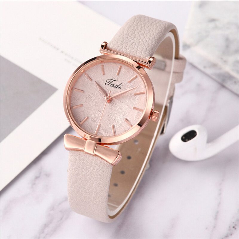 Mote Uformell Elegante Kvinner Klokker Lær Band Urskive Rose Gull Håndledd Legering Veske Quartz Watch