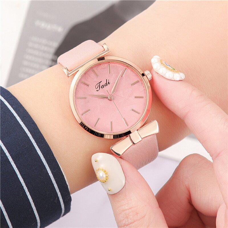 Mote Uformell Elegante Kvinner Klokker Lær Band Urskive Rose Gull Håndledd Legering Veske Quartz Watch