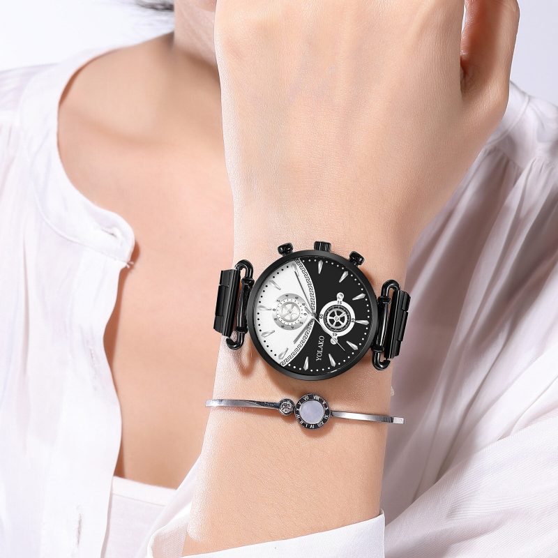 Mote Uformell Stållegering Mesh Stropp Personlighet Gear Dial Quartz Watch For Menn Kvinner