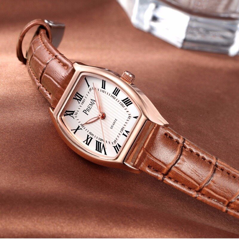 Mote Uformelt Romertall Pu Leather Band Dame Quartz Watch Armbåndsur