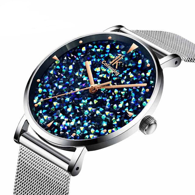 Motestil Gypsophila Urskive Magnetisk Dameklokke Ultra Thin Quartz Watch