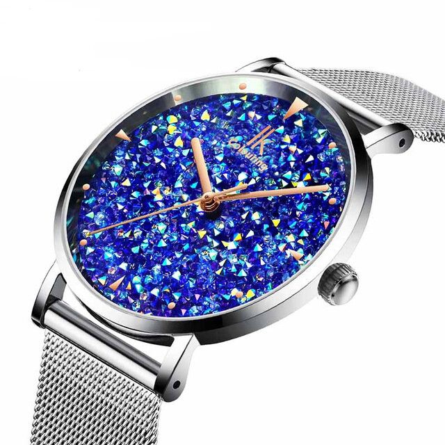 Motestil Gypsophila Urskive Magnetisk Dameklokke Ultra Thin Quartz Watch