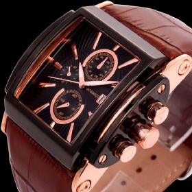 Retro Small Square Watch Calendar Herre Waterproof Leather Strap Quartz Watch