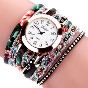 Retro Stil Dame Armbånd Klokke Rhinestone Quartz Watch