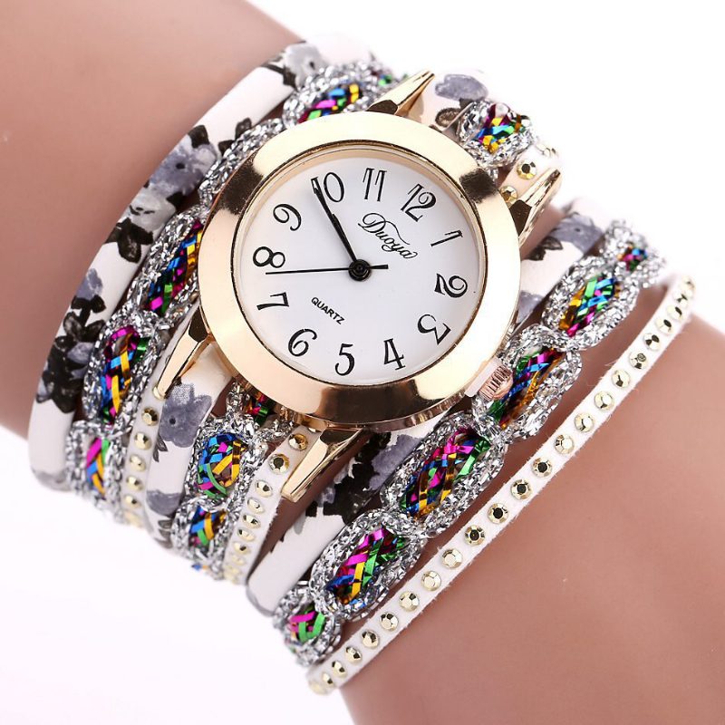 Retro Stil Dame Armbånd Klokke Rhinestone Quartz Watch