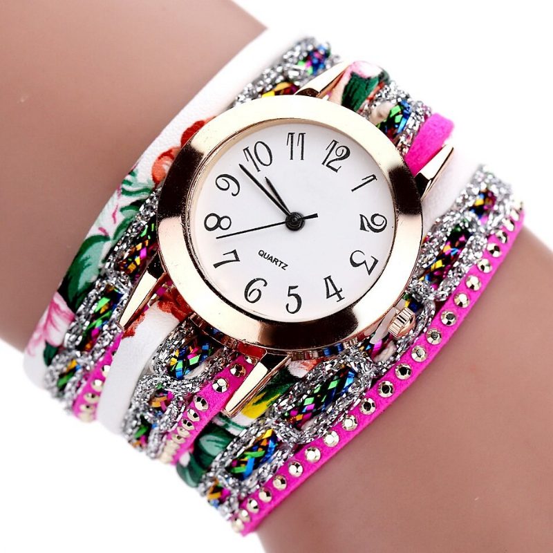 Retro Stil Dame Armbånd Klokke Rhinestone Quartz Watch