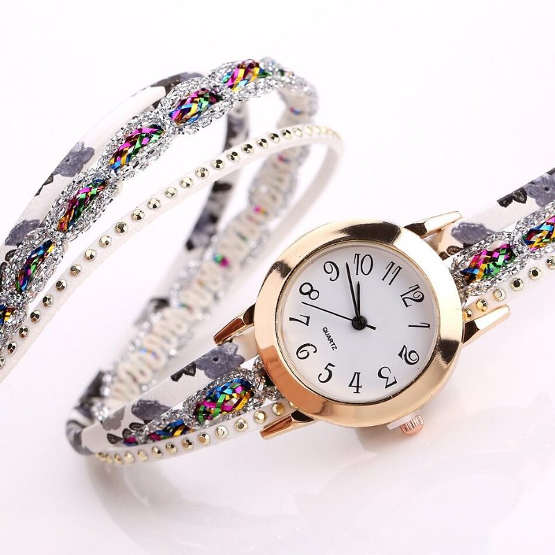 Retro Stil Dame Armbånd Klokke Rhinestone Quartz Watch