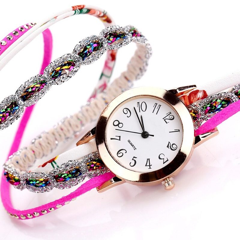 Retro Stil Dame Armbånd Klokke Rhinestone Quartz Watch