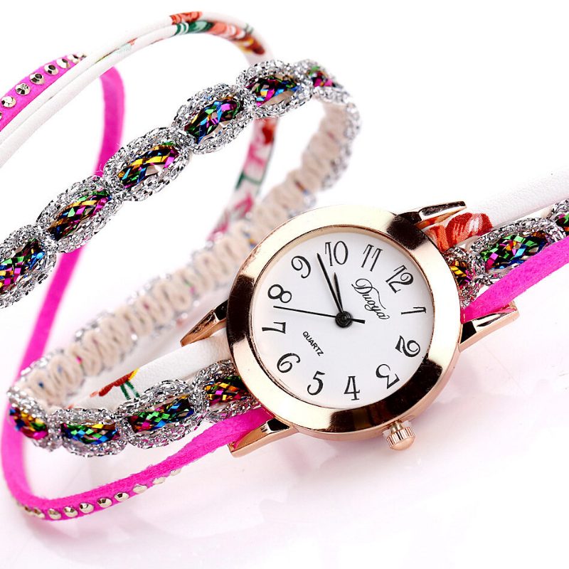 Retro Stil Dame Armbånd Klokke Rhinestone Quartz Watch