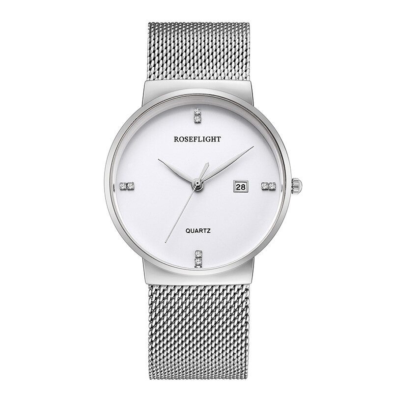 Roseflight Business Casual Menn Rustfritt Stål Band Data Display Vanntett Quartz Watch