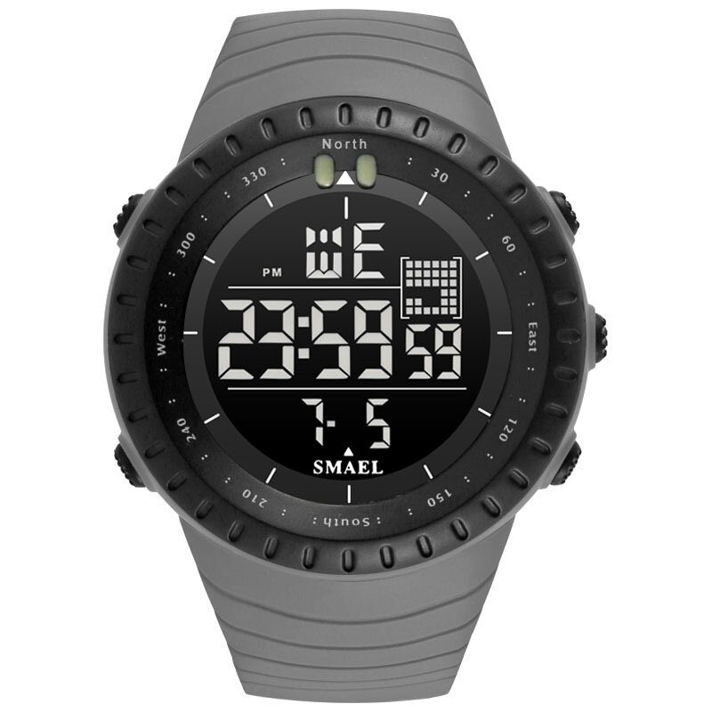 Smael Outdoor Led Display Digital Watch Multifunksjon Silikon Band Sport Herreklokke