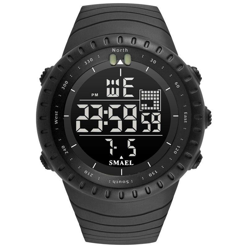 Smael Outdoor Led Display Digital Watch Multifunksjon Silikon Band Sport Herreklokke