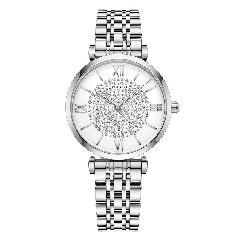 Trendy Elegant Dame Klokker Hellegering Romertall Rhinestones Mount Dial Quartz Klokker