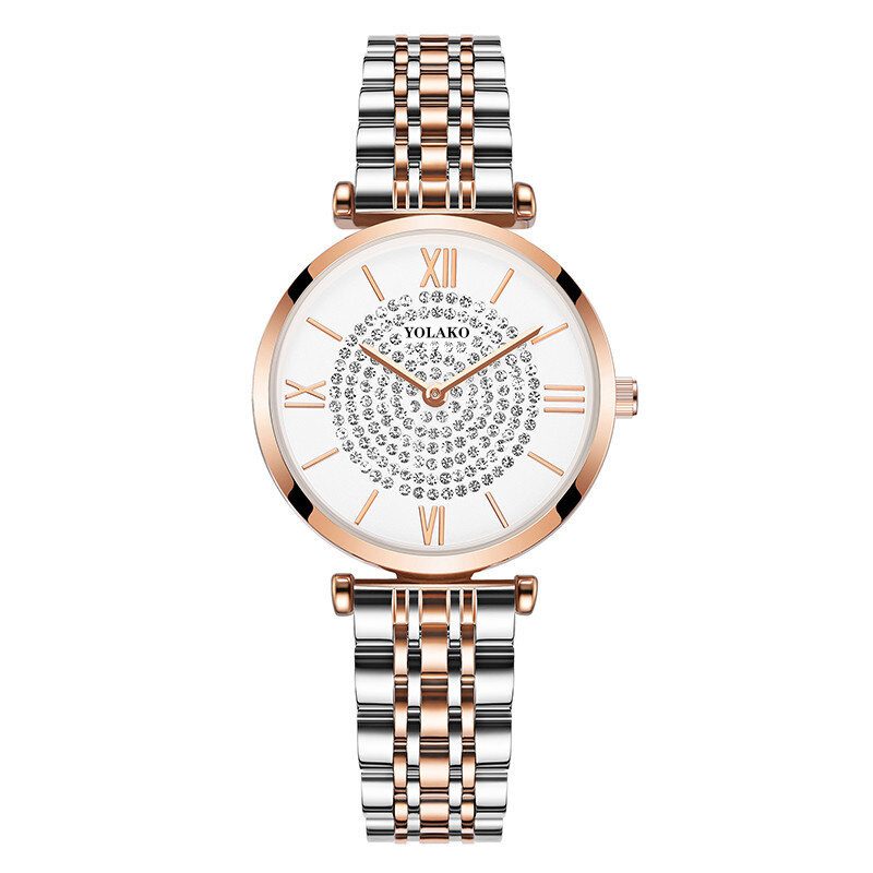 Trendy Elegant Dame Klokker Hellegering Romertall Rhinestones Mount Dial Quartz Klokker