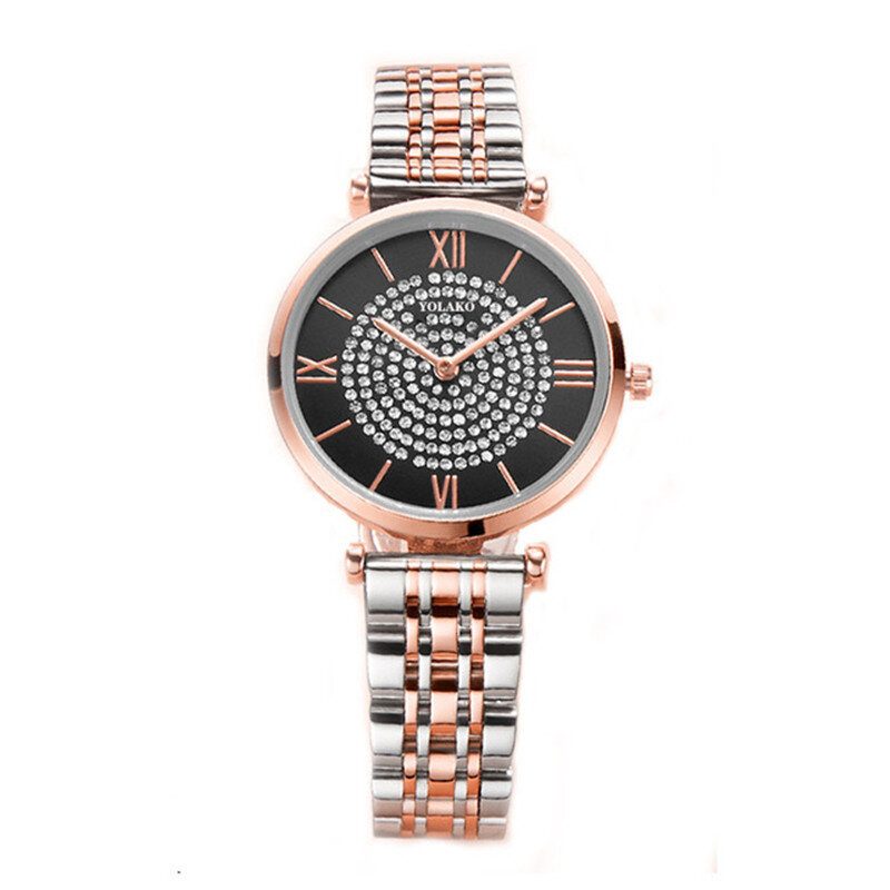 Trendy Elegant Dame Klokker Hellegering Romertall Rhinestones Mount Dial Quartz Klokker